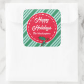 Retro aangepaste kerst snoep cadeau labelstickers vierkante sticker (Tas)