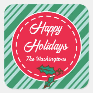 Retro Aangepaste Kerst Snoep Gift Label Stickers