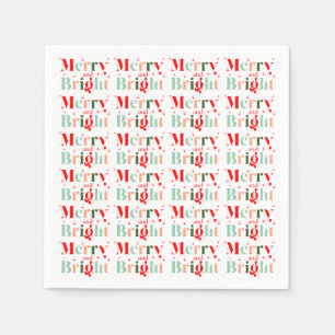 Retro Aangepaste Kleuren Kerst Vrolijk en Helder Servet