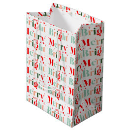 Retro Aangepaste Kleuren Prettig en Helder Kerstmi Medium Cadeauzakje