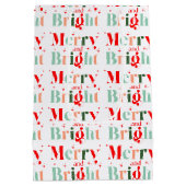 Retro Aangepaste Kleuren Prettig en Helder Kerstmi Medium Cadeauzakje (Achterkant)