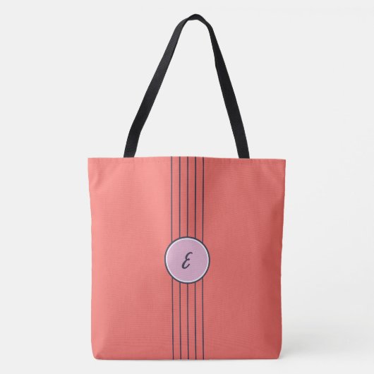Retro Aangepaste koraalrood en roze Tote Bag (Voorkant)