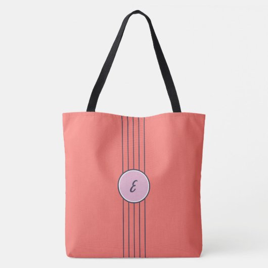 Retro Aangepaste koraalrood en roze Tote Bag (Achterkant)