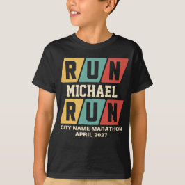 Retro aangepaste naam marathon ondersteuning kinde t-shirt