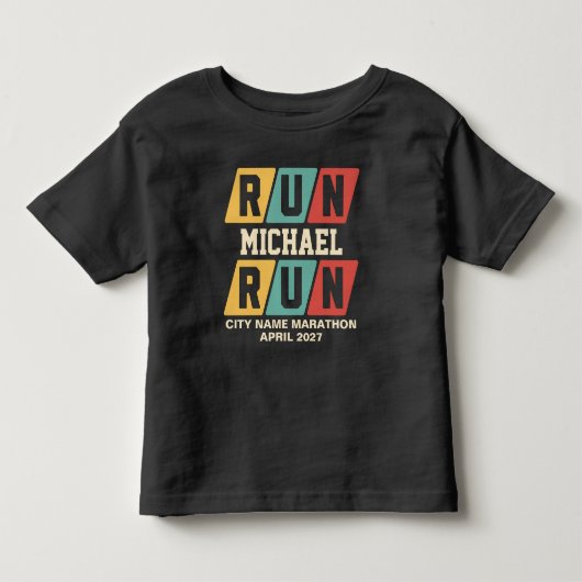 Retro Aangepaste Naam Marathon Steun Kinder Shirts (Voorkant)