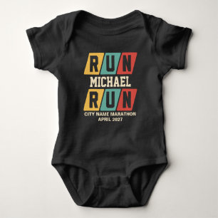 Retro Aangepaste Naam Marathon Steun Romper