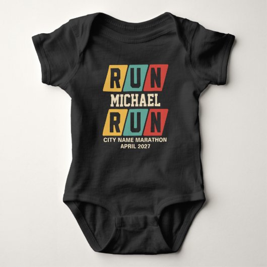 Retro Aangepaste Naam Marathon Steun Romper (Voorkant)