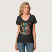 Retro Aangepaste Naam Marathon Steun VNeck T-shirt (Voorkant volledig)