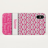 Retro Aangepaste naam Roze gebarentspatroon voor V Case-Mate iPhone Case (Achterkant (horizontaal))