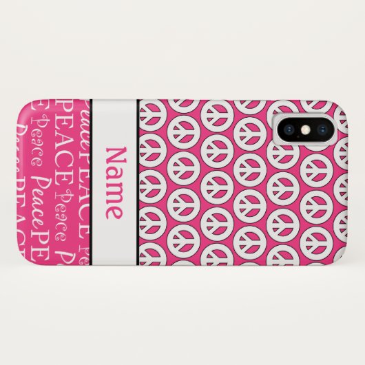 Retro Aangepaste naam Roze gebarentspatroon voor V Case-Mate iPhone Case (Achterkant (horizontaal))