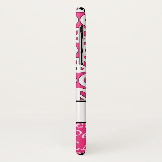 Retro Aangepaste naam Roze gebarentspatroon voor V Case-Mate iPhone Case (Achterkant/links)