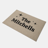 Retro Aangepaste Naam Sjabloon burlap rustiek chic Deurmat (Schuin)