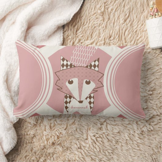 Retro Aangepaste peach en Brown Fox Pillow Kussen (Deken)