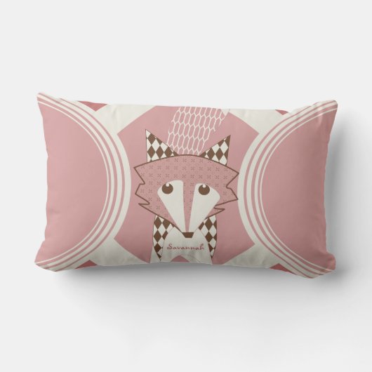 Retro Aangepaste peach en Brown Fox Pillow Kussen (Achterkant)