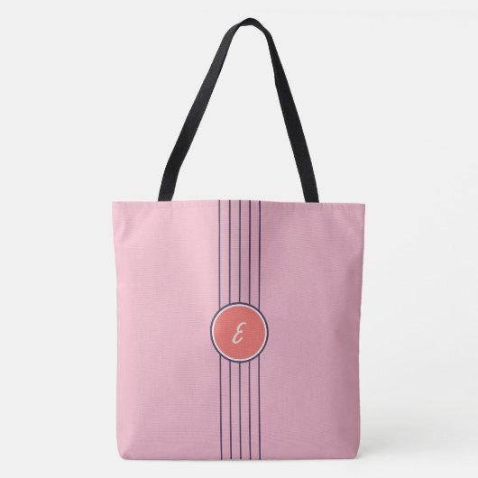 Retro Aangepaste roze en koraalrood Tote Bag (Voorkant)