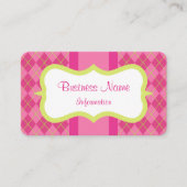 Retro aangepaste roze limoen argyle visitekaartjes (Voorkant)