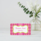 Retro aangepaste roze limoen argyle visitekaartjes (Staand voorkant)