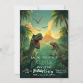 Retro aangepaste T-rex Dinosaur Verjaardag Kaart (Voorkant)