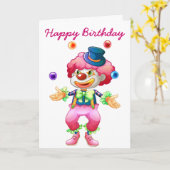 Retro Aangepaste Verjaardag Clown Wenskaart Kaart (Gele Bloem)