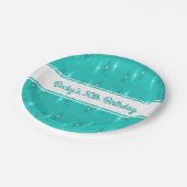 Retro Aangepaste Verjaardagsfeestje Turquoise Papieren Bordje (Gekanteld)