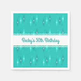 Retro Aangepaste Verjaardagsfeestje Turquoise Servet