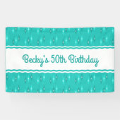 Retro Aangepaste Verjaardagsfeestje Turquoise Spandoek (Horizontaal)