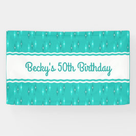 Retro Aangepaste Verjaardagsfeestje Turquoise Spandoek