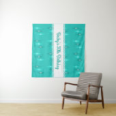 Retro aangepaste verjaardagsfeestje Turquoise Wandkleed (In Situ (horizontaal))