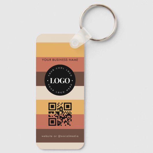 Retro Aangepaste zakelijke Logo Qr-codescan Sleutelhanger (Achterkant)