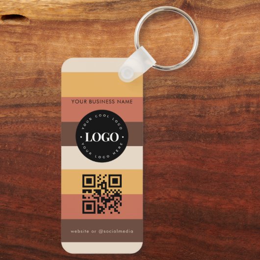 Retro Aangepaste zakelijke Logo Qr-codescan Sleutelhanger (Achterkant)