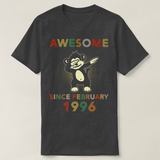 Retro aap Geweldige sinds februari 1996 T-shirt (Design voorkant)