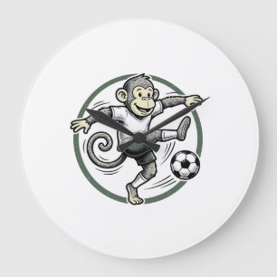Retro aap voetbalspeler graveer shirt ontwerp grote klok