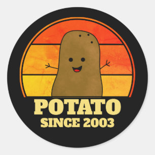 Retro Aardappel Verjaardagsjaar Ronde Sticker