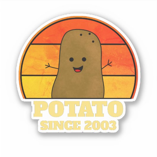 Retro Aardappel Verjaardagsjaar  Sticker (Voorkant)