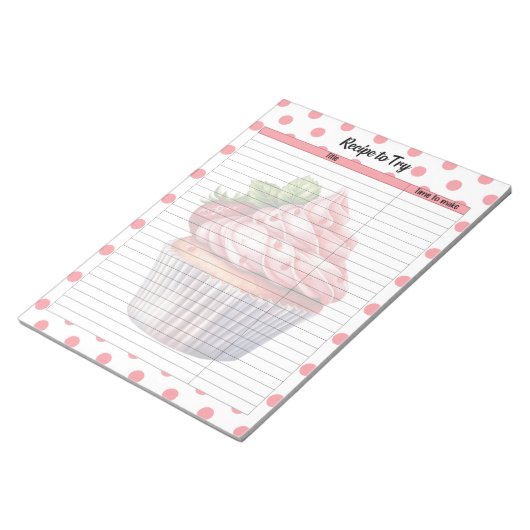 Retro aardbei behandelt recept notitieblok (Schuin)