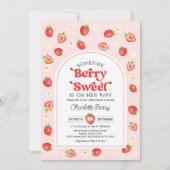 Retro aardbei bessen lief baby meisje douche kaart (Voorkant)