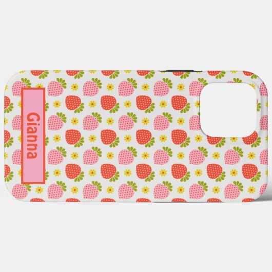 Retro Aardbei en Daisy Case-Mate iPhone Case (Achterkant (horizontaal))