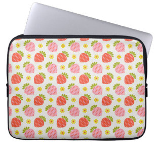 Retro Aardbei en Daisy Pattern Laptop Sleeve