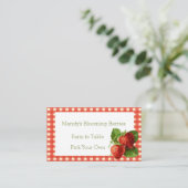 Retro Aardbei en Gingham Check Visitekaartje (Staand voorkant)
