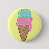 Retro Aardbei en Mint Ice Cream Button (Voorkant)