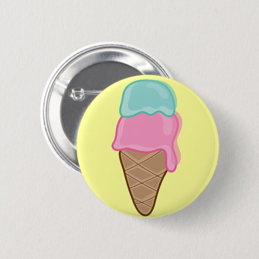 Retro Aardbei en Mint Ice Cream Button (Voorkant /achterkant)
