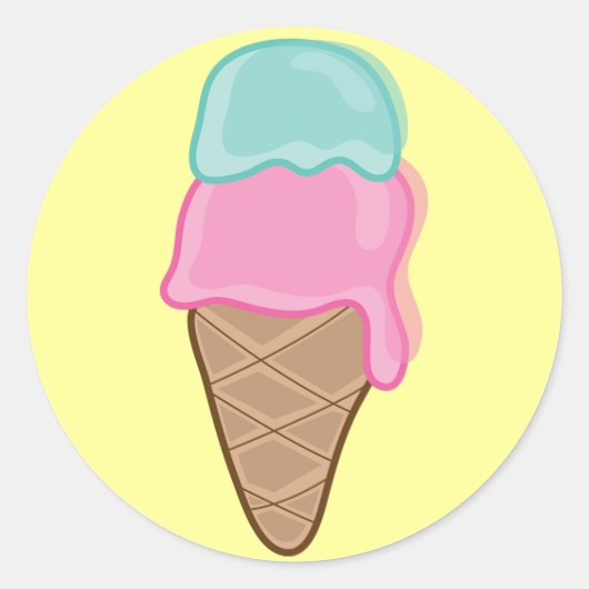Retro Aardbei en Mint Ice-Cream Gift / Favorieten  Ronde Sticker (Voorkant)