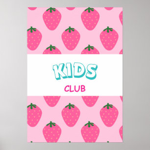 Retro aardbei Kids Club Muur Kunst Kinderkamer Dec Poster