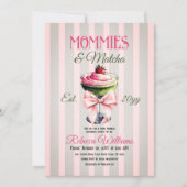 Retro Aardbei Matcha Roze strik Baby shower Kaart (Voorkant)
