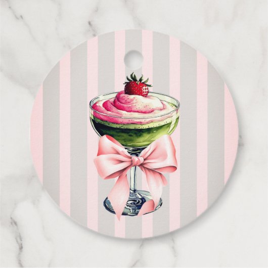 Retro Aardbei Perfect Matcha Roze Strik Bruidsmeis Bedankjes Labels (Achterkant)