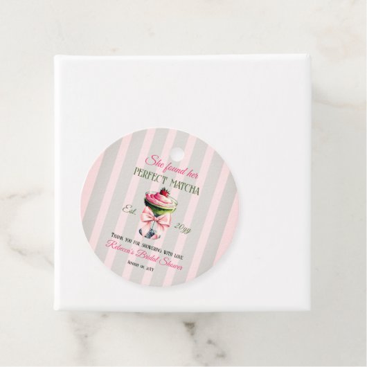 Retro Aardbei Perfect Matcha Roze Strik Bruidsmeis Bedankjes Labels (In situ)