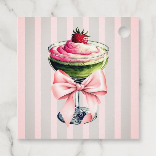 Retro Aardbei Perfect Matcha Roze Strik Bruidsmeis Bedankjes Labels (Achterkant)