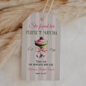 Retro Aardbei Perfect Matcha Roze Strik Bruidsmeis Cadeaulabel