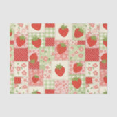 Retro Aardbei Picknick Patchwork Patroon Tissuepapier (Voorkant)
