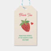 Retro Aardbei Schattige Dotted Dank u Cadeaulabel (Voorkant)